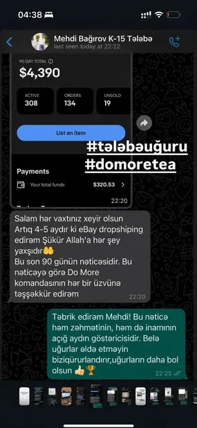 Azərbaycandan açılmış eBay satıcı hesabı — mobil tətbiq