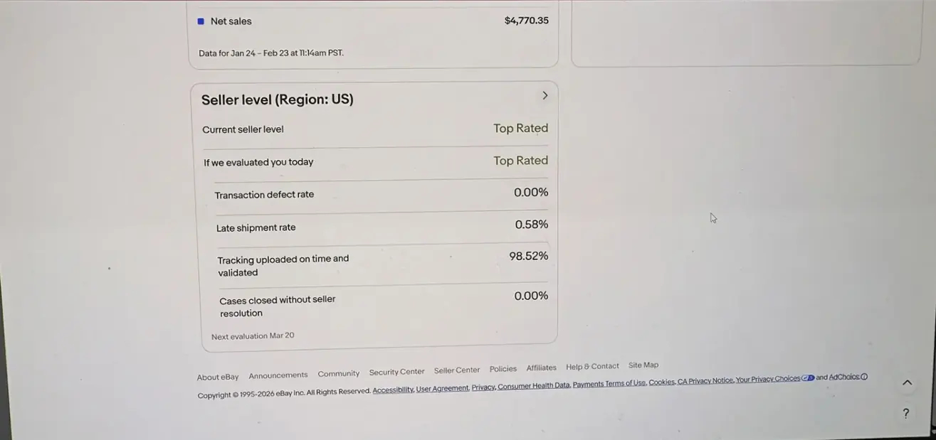 eBay Top Rated Seller səviyyəsi — Do More tələbəsinin hesabı
