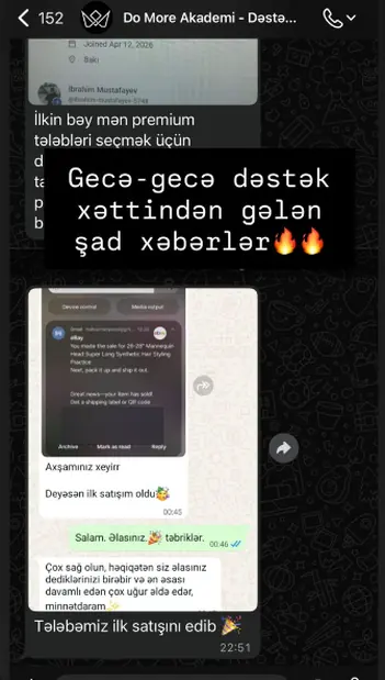 eBay-də gecə gələn ilk satış bildirişi — tələbə nəticəsi
