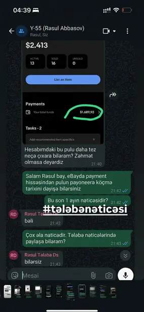 Azərbaycandan idarə olunan eBay satıcı paneli
