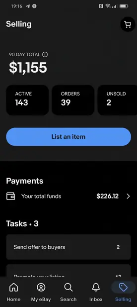 eBay satıcı hesabında toplanan ümumi vəsait — tələbə nəticəsi